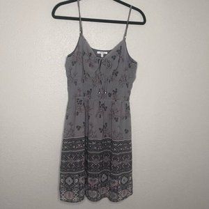 Maurices Grey Floral Smocked Waist Dress